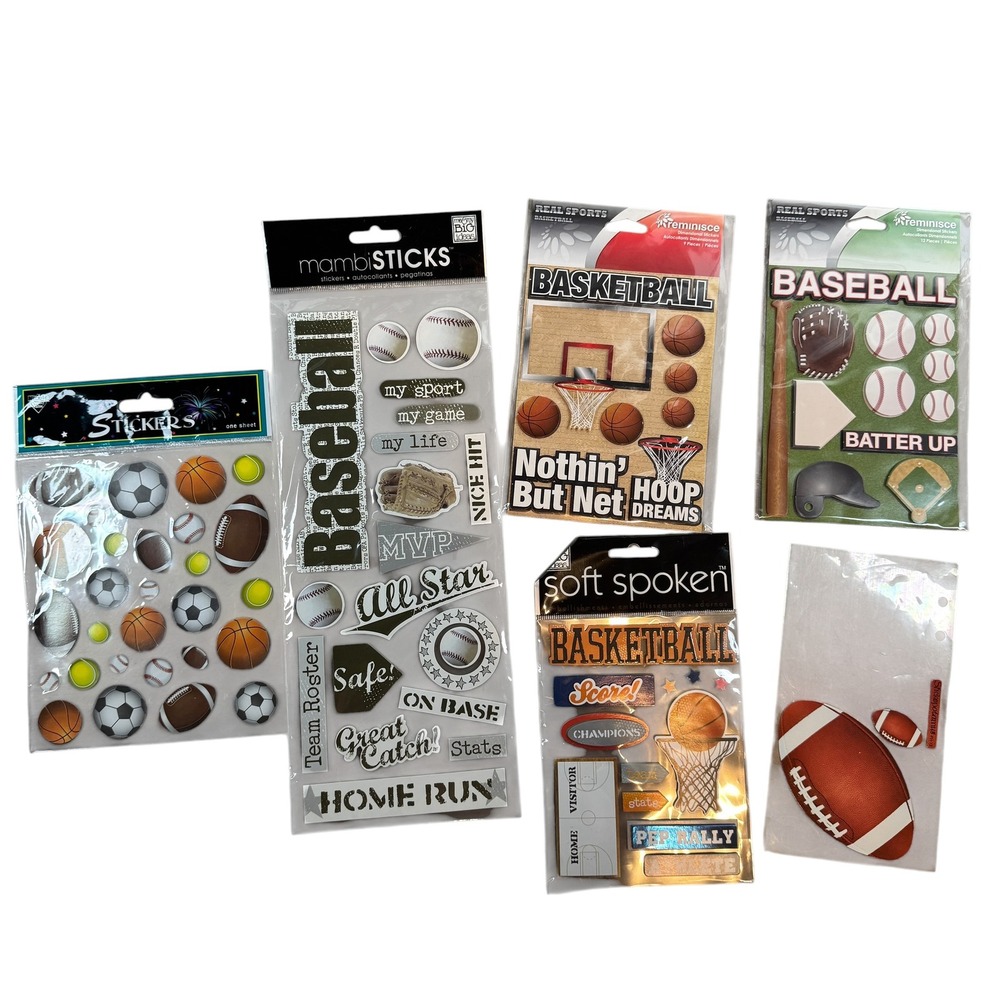 MAMBI Sports Stickers Bundle NWT Baseball Basketball Scrapbook Various‎ Brands